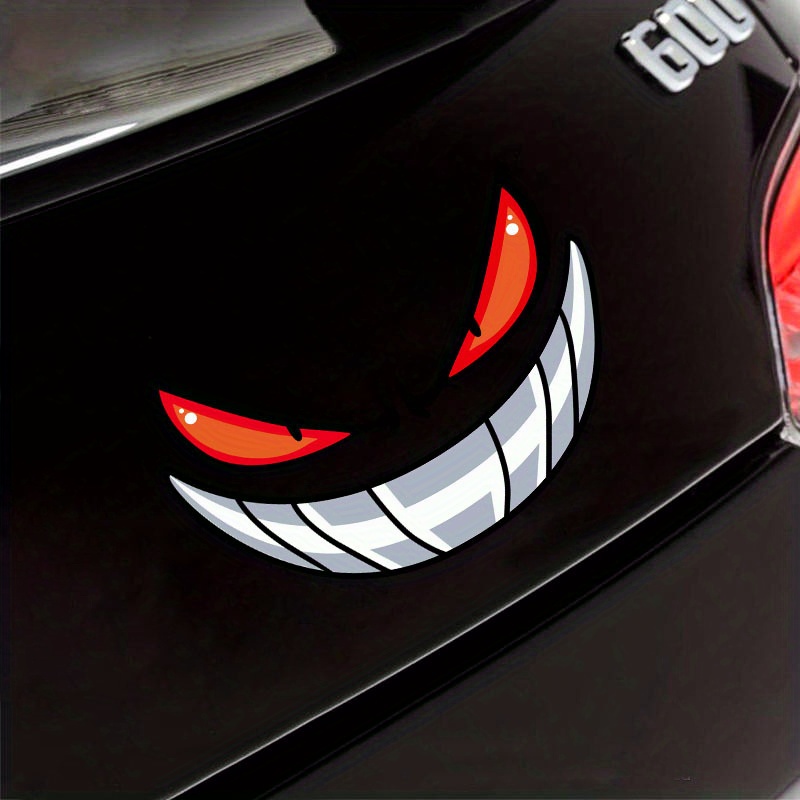Reflective Smile Demon Car Sticker,Funny Cool Die Cut Waterproof Car Window  Decal