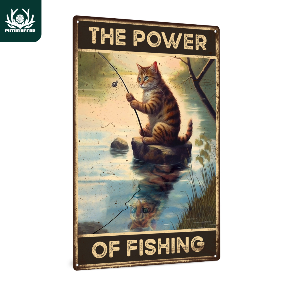 Putuo - Fishing Vintage and Retro Metal Posters Tin Signs Plaque for  Fishing Tackle Shop Home House Decor (8 X 12 Inches)
