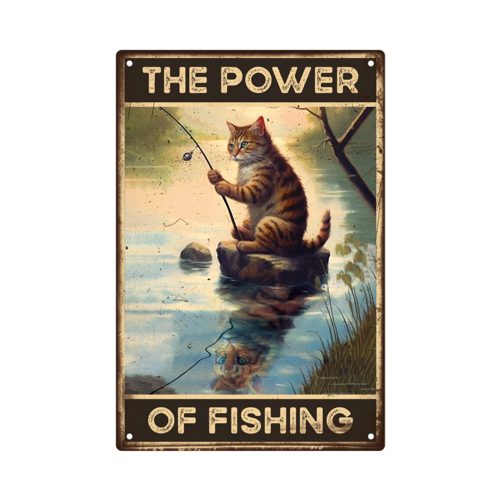 Fishing Vintage Metal Tin Sign Power Fishing Wall Art Decor - Temu