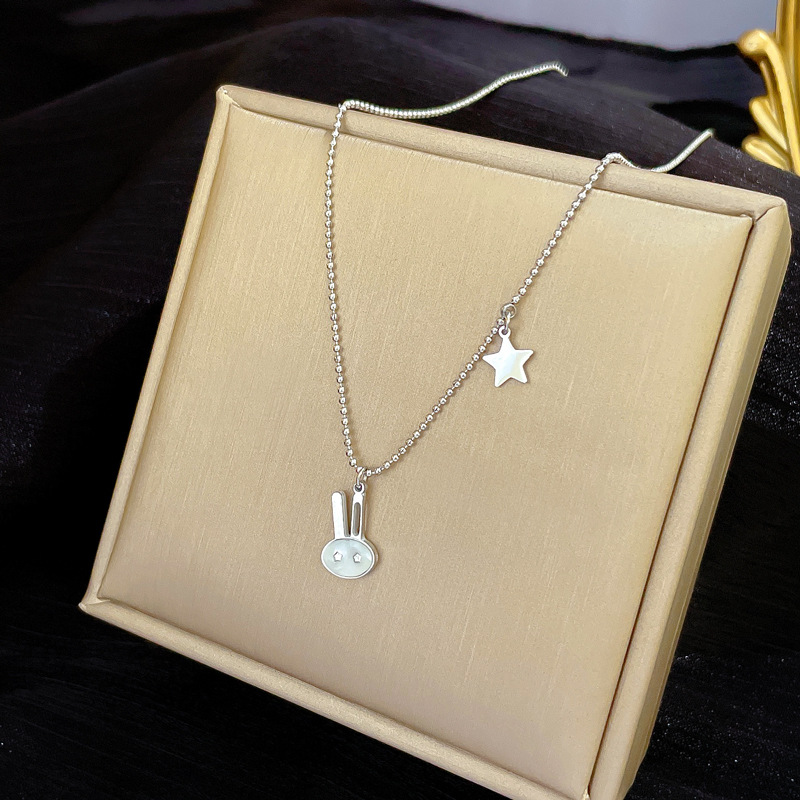 Customized Engraved Rabbit Bunny Necklace With Personalized Star Shape  Letter Pendant, Adorable Neck Jewelry For Women Girls Gift - Temu