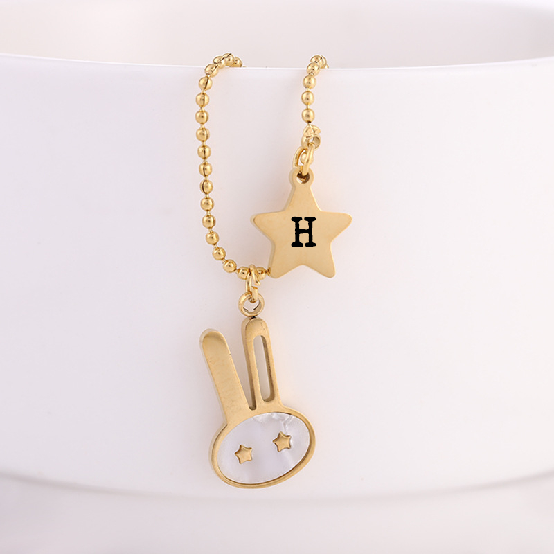 Customized Engraved Rabbit Bunny Necklace With Personalized Star Shape  Letter Pendant, Adorable Neck Jewelry For Women Girls Gift - Temu