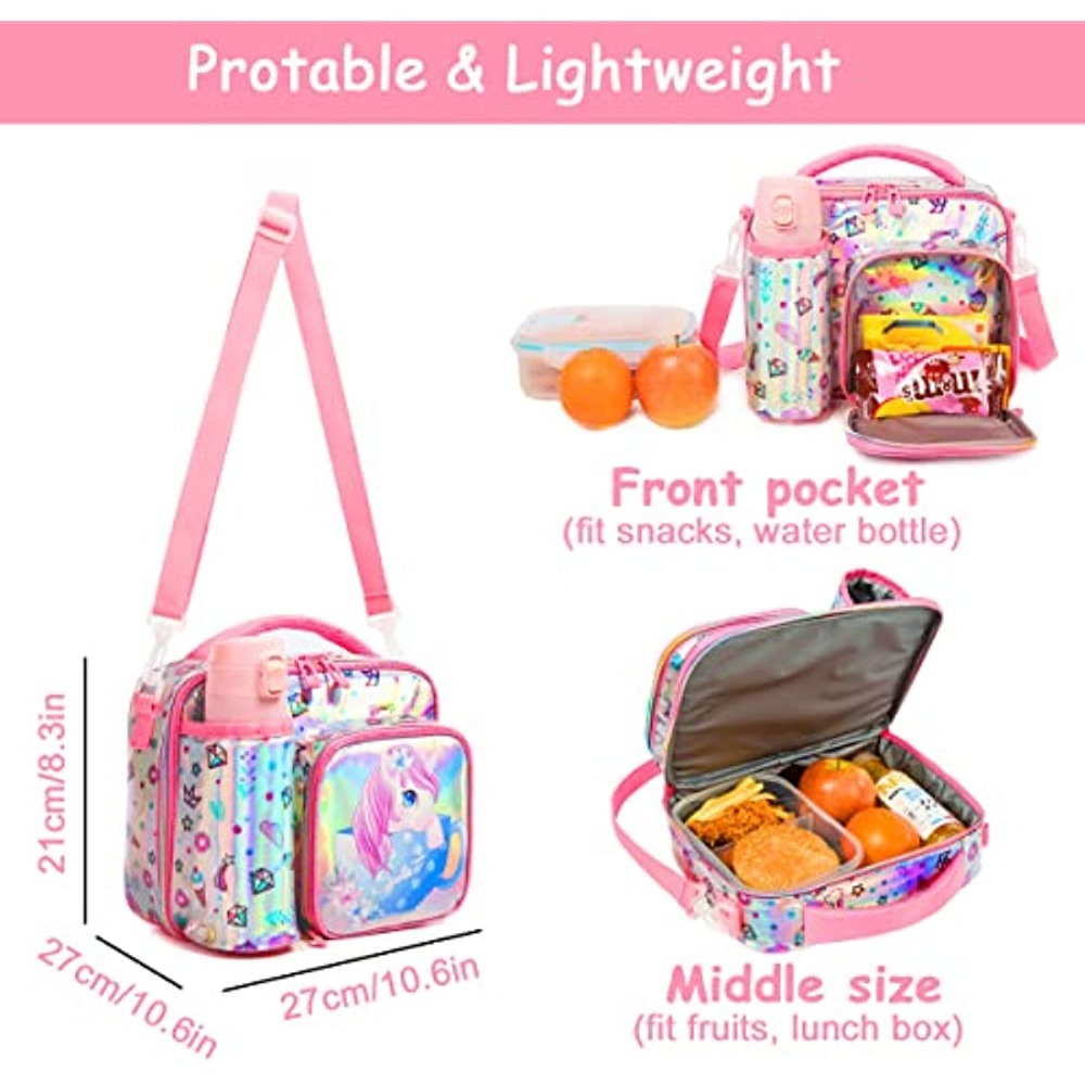 My Little Pony Kids Lunch Box Bag for Girls Unicorn Lunchbox Movie Cartoons  Soft 