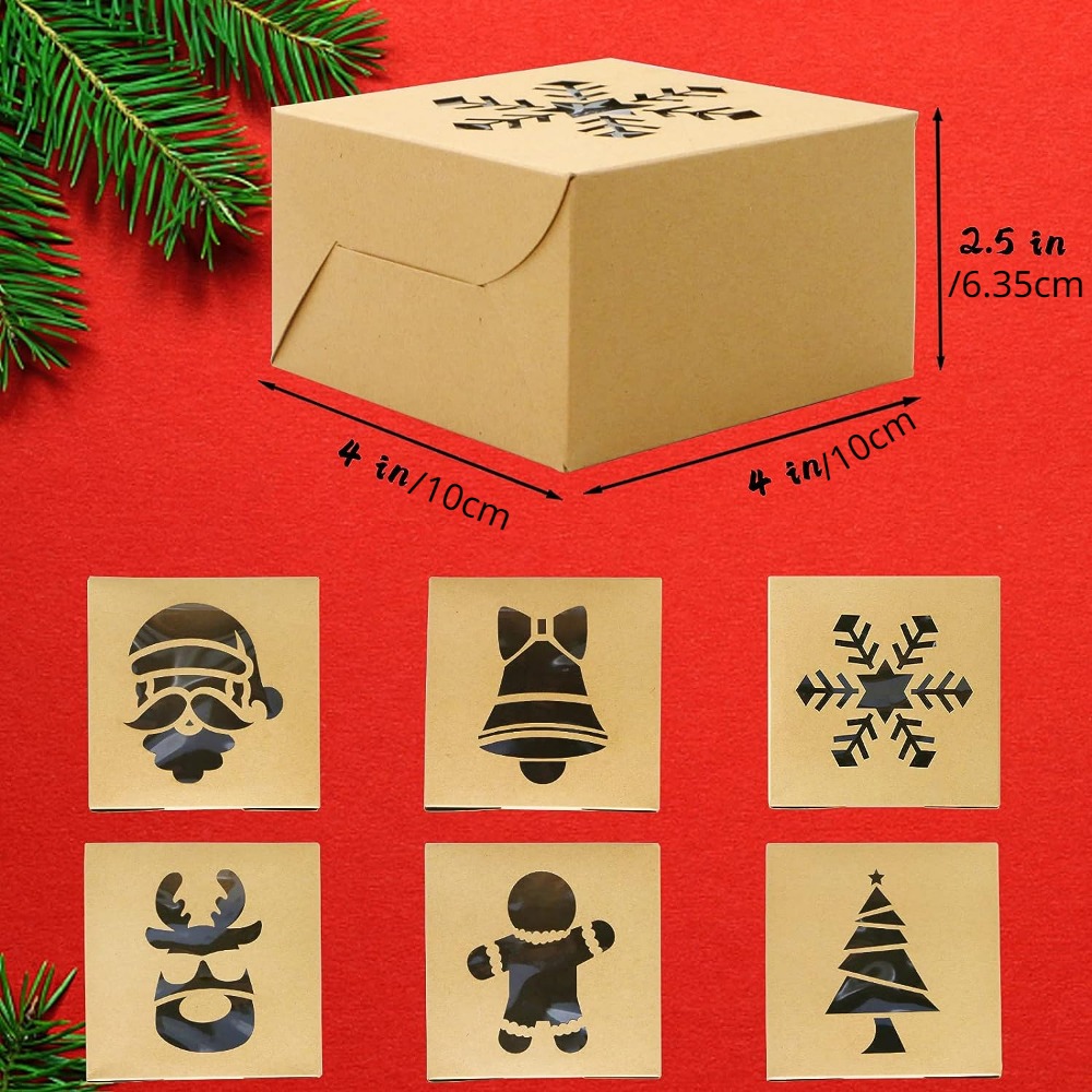 Zopeal 540 Pcs Christmas Cookie Boxes with Window and Mini Cupcake Liners  Set 40 Popup 12.5 x 5.5 x 2.5 Inch Treat Pastry Boxes and 500 Small Paper