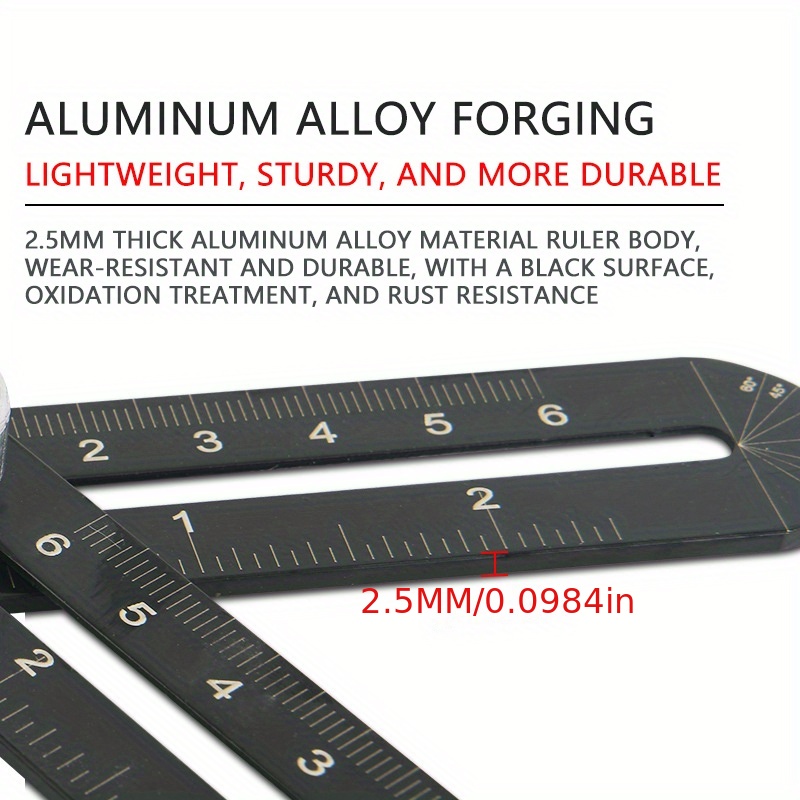 Aluminum Alloy 6-Fold Angle Gauge & Template Tool – Multi-Angle Folding Ruler For Tile, Brick, Wood, Laminate & More