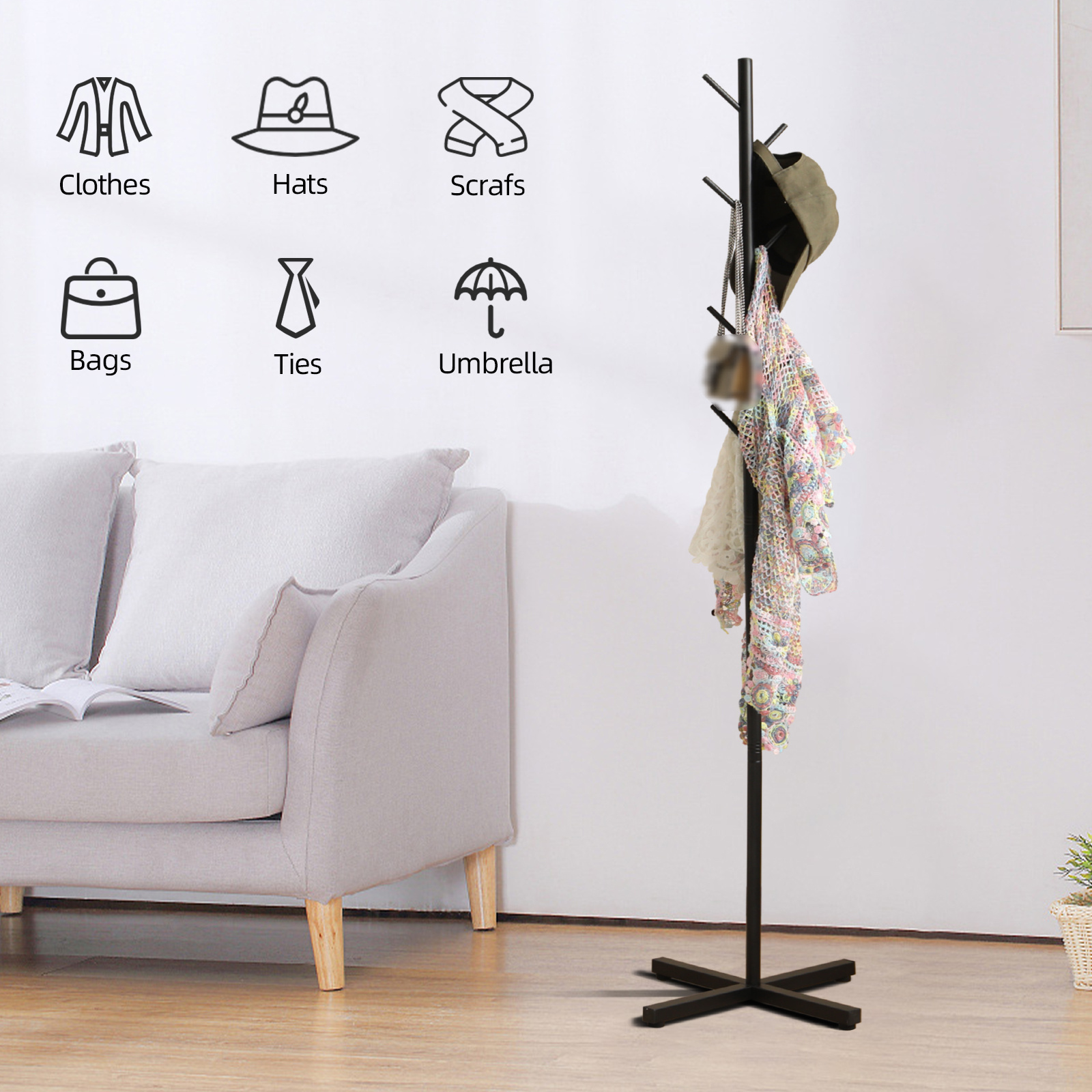 1pc floor standing coat rack bedroom simple combination coat rack tree shaped design three dimensional storage rack living room porch bedroom towel rack details 4