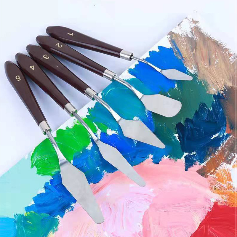 5 Pcs Stainless Palette Knife Scraper Spatula Set for Artist Oil Painting Knives