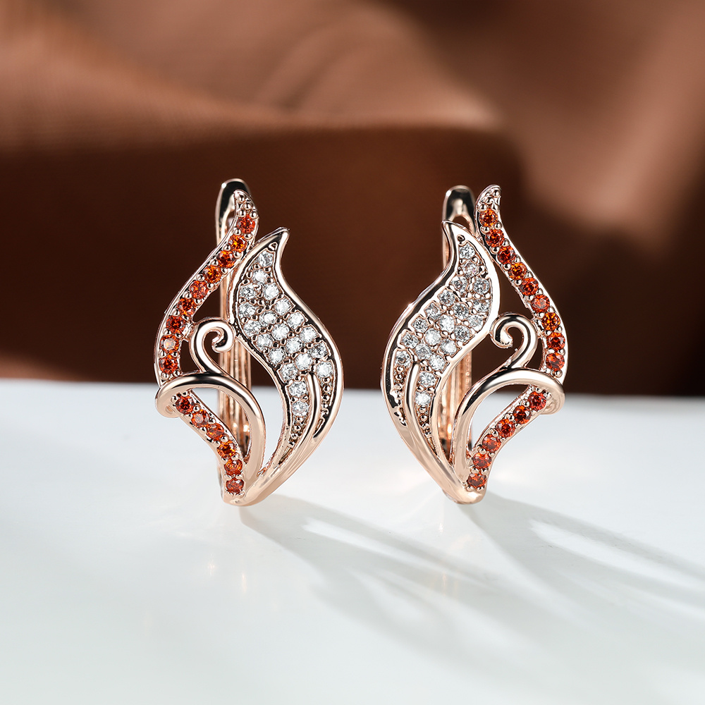 TEMU Boucles d'oreilles KC à feuille avec et plaquées or, bijoux de mariage élégants, boucles d'oreilles fines pour femme pour