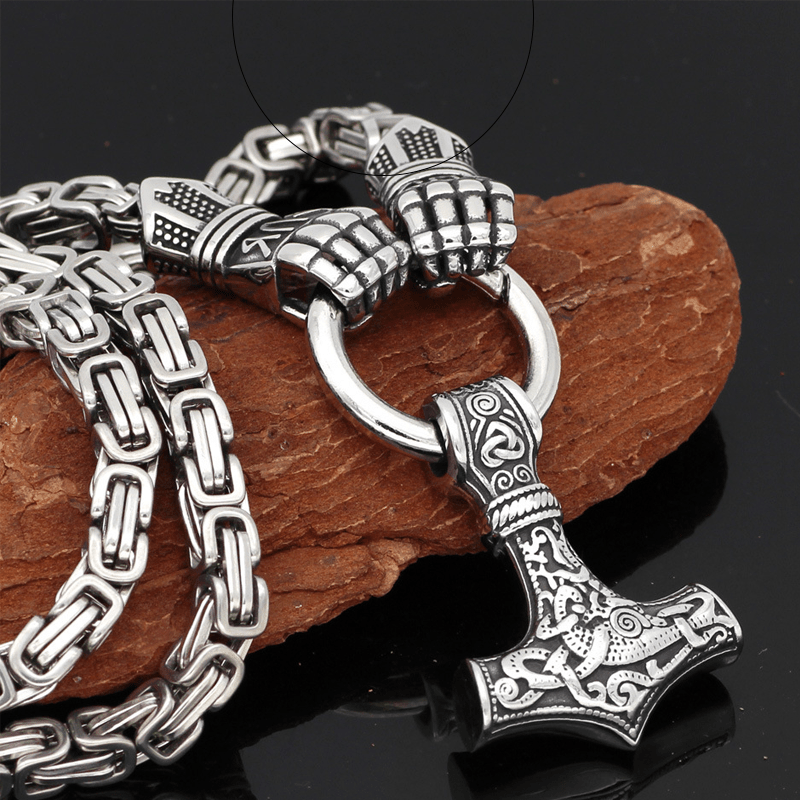 Nostalgia Thor Hammer Mjolnir Rune Ansuz God Odin Goat Ram Amulet Viking  Bracelet Men Women Paracord