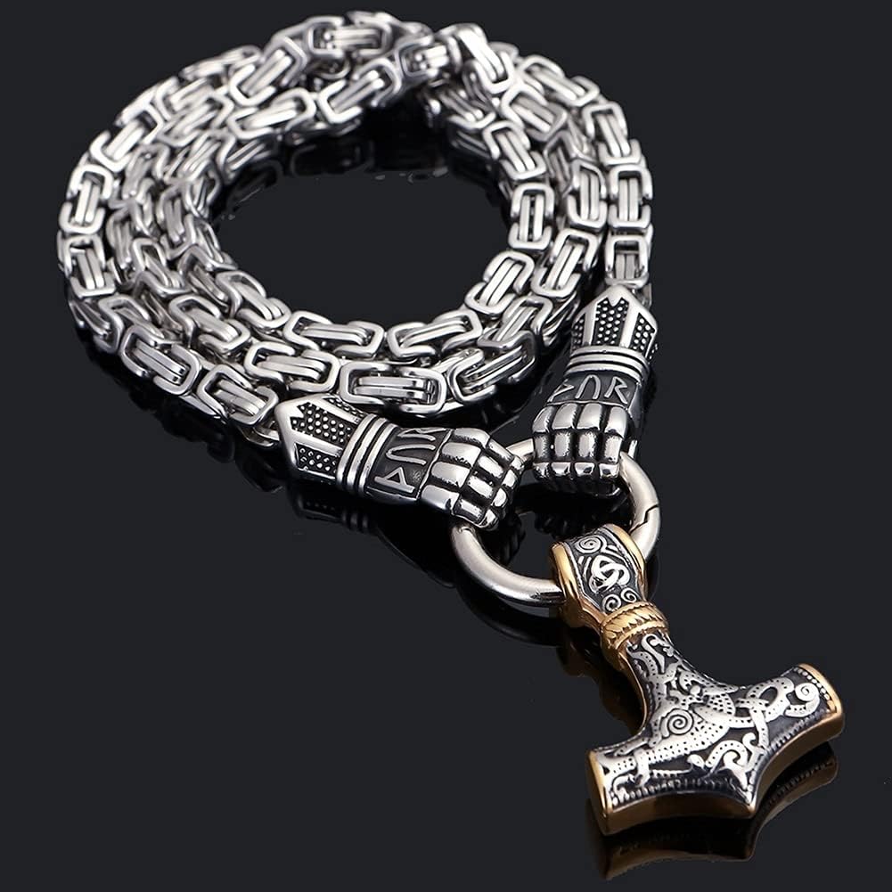 Nostalgia Thor Hammer Mjolnir Rune Ansuz God Odin Goat Ram Amulet Viking  Bracelet Men Women Paracord