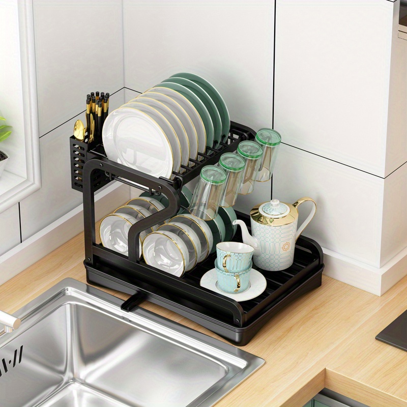 Large Dish Drying Rack With Drainboard Set Extendable Dish - Temu