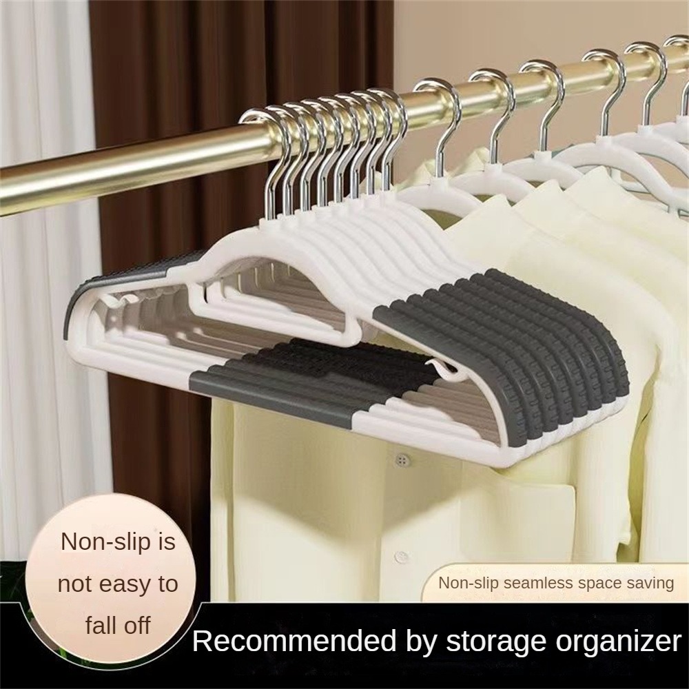 Non-Slip Space-Saving Rubberized Plastic Hangers, Cream