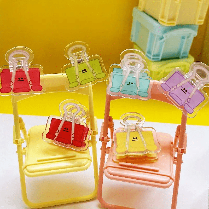 10pcs Colorful Face Binder Clips Cartoon Pattern Paper Binders
