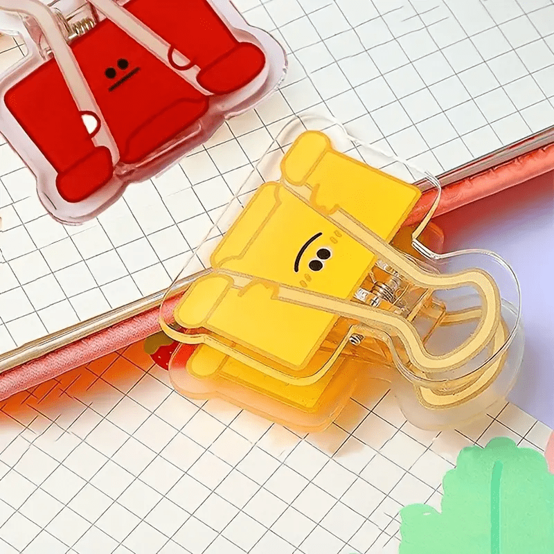 10pcs Colorful Face Binder Clips Cartoon Pattern Paper Binders