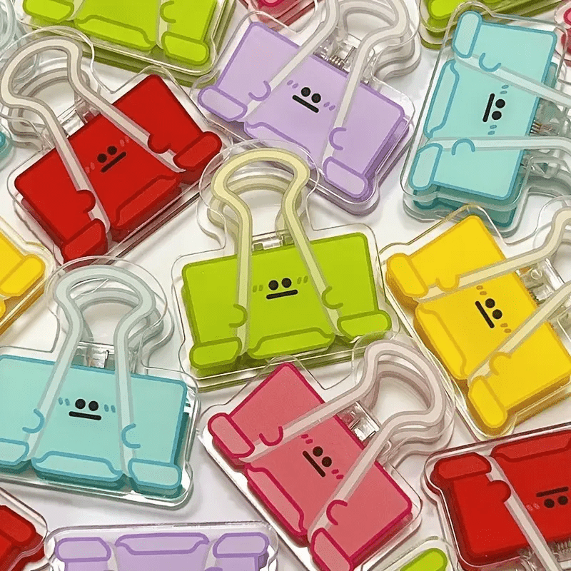 10pcs Colorful Face Binder Clips Cartoon Pattern Paper Binders