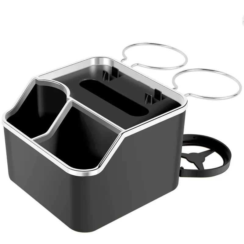 Auto-Armlehnen-Aufbewahrungsbox Safe Auto-Armlehnen-Taschentuchhalter Mit 2  Klappbaren Becherhaltern Tragbarer Getränkebecher Handyhalter