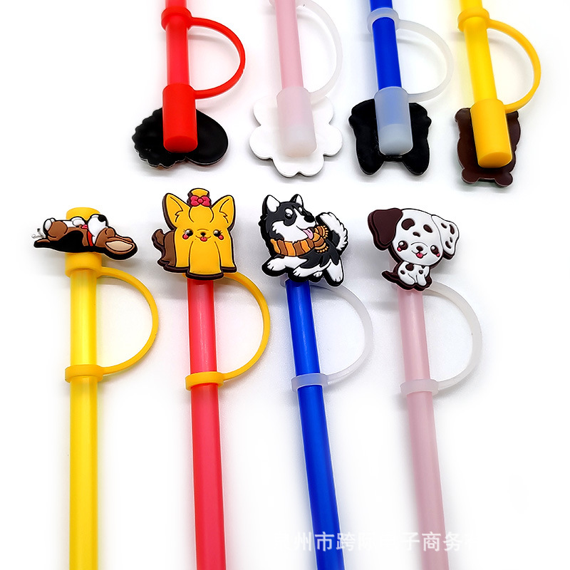 Straw Tips Cover Reusable Straw Toppers Cute Anime Silicone - Temu