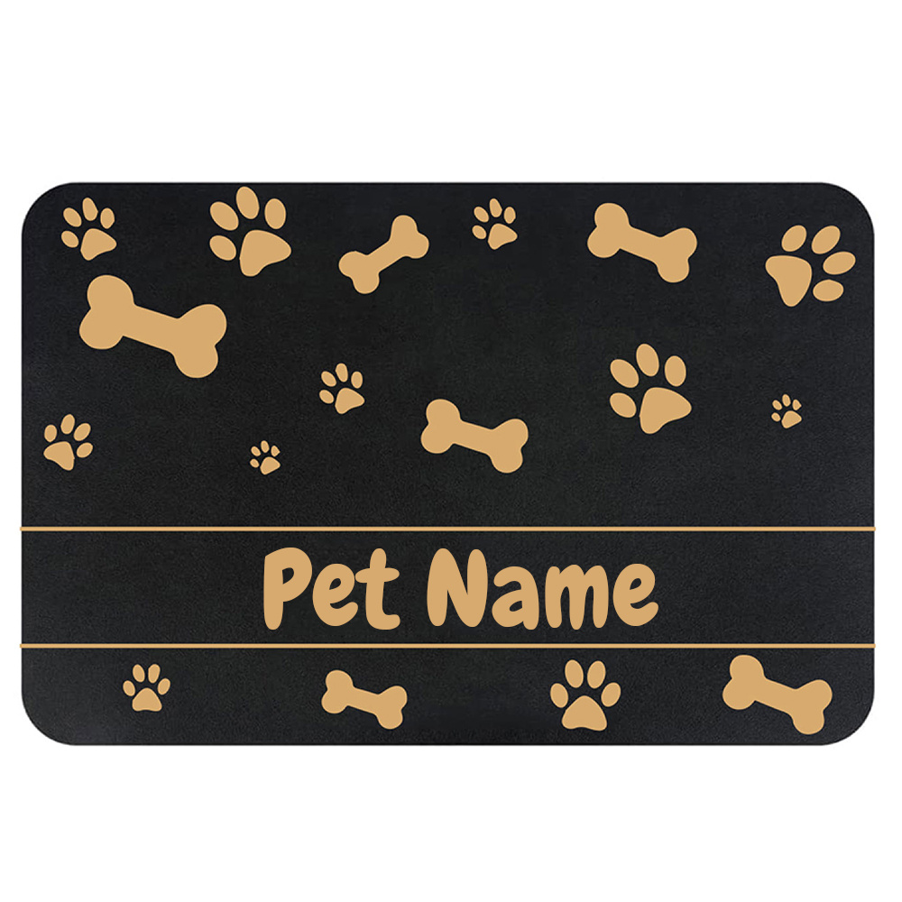 Pet Placemat Oval Shaped Paw Print Dog Food Mat Waterproof - Temu