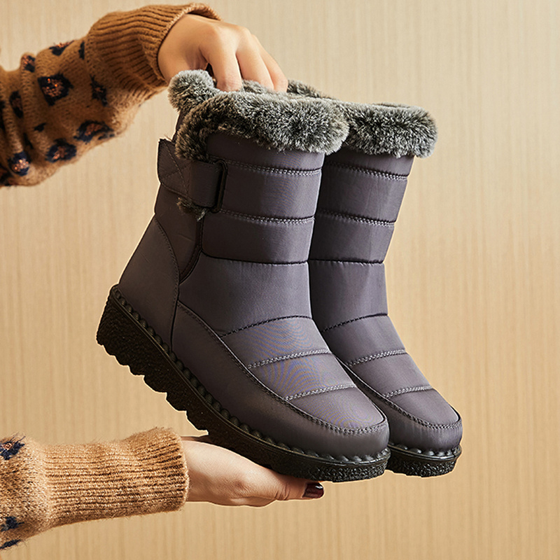 Botas de nieve impermeables para mujer botas planas forradas de felpa t rmica para invierno botas exteriores para mantenerse caliente