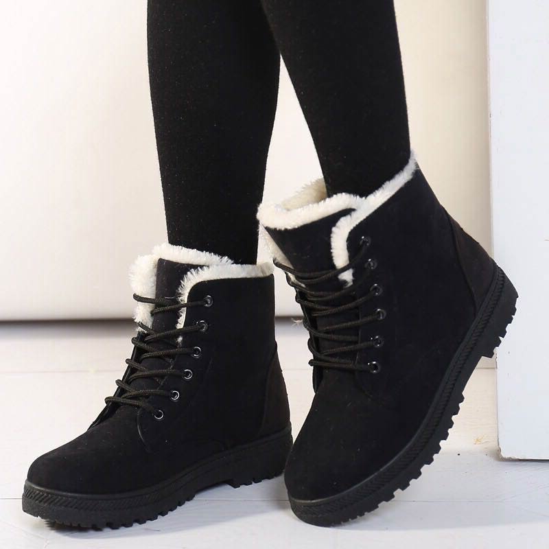 Women's Winter Boots, Casual Ankle Boots With Lining, Flat Lace-up Warm Platform Shoes, Women Shoes