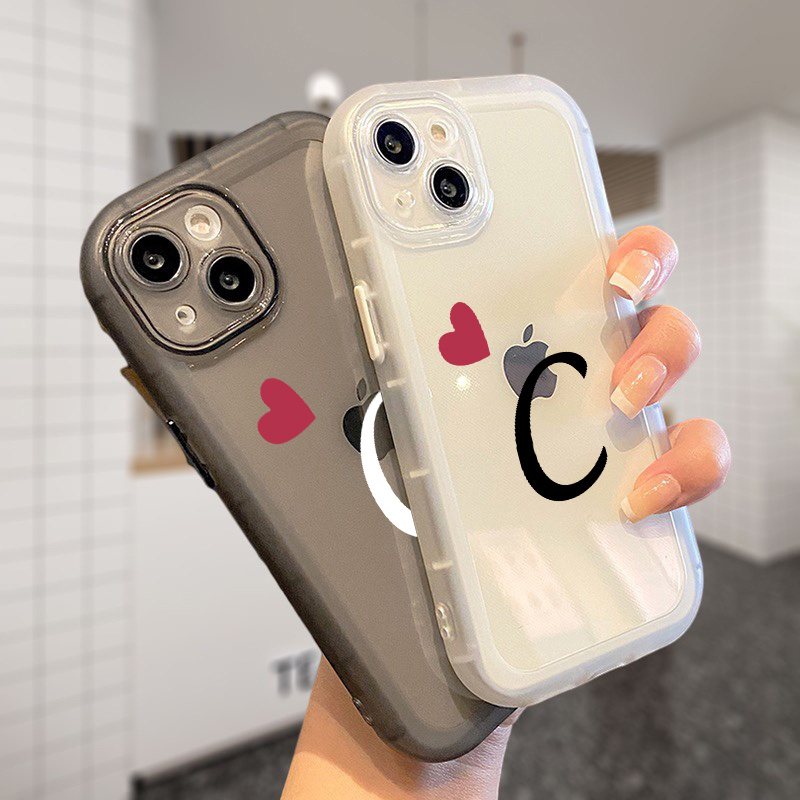 Heart & Letter X Graphic Silicone Phone Case For Iphone 11 14 13