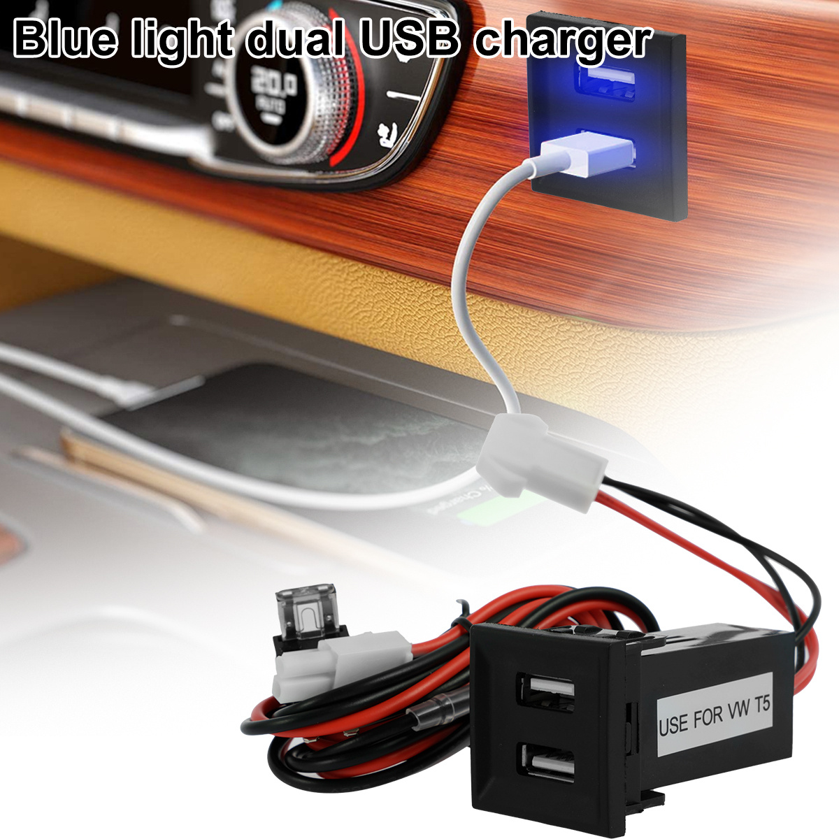 Dual Usb Phone Charger Socket Compatible With Transporter T5 - Temu
