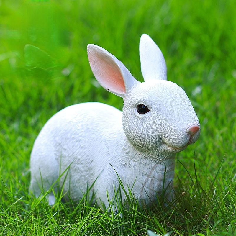 Décoration de maison Poupée de lapin simulée Peluche Mascotte du Nouvel An  chinois du lapin Petit lapin blanc poupée cadeau d'anniversaire des enfants