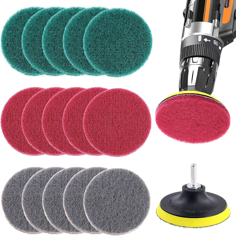 17Pcs Electric Drill Brush Attachment Set All Purpose Cleaning Kit Scrubber  Pads