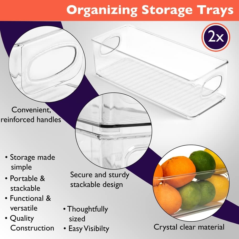 1pc Plastic Fridge Organizer Bins Food Safe for Snack Fruit Vegetable Beverage