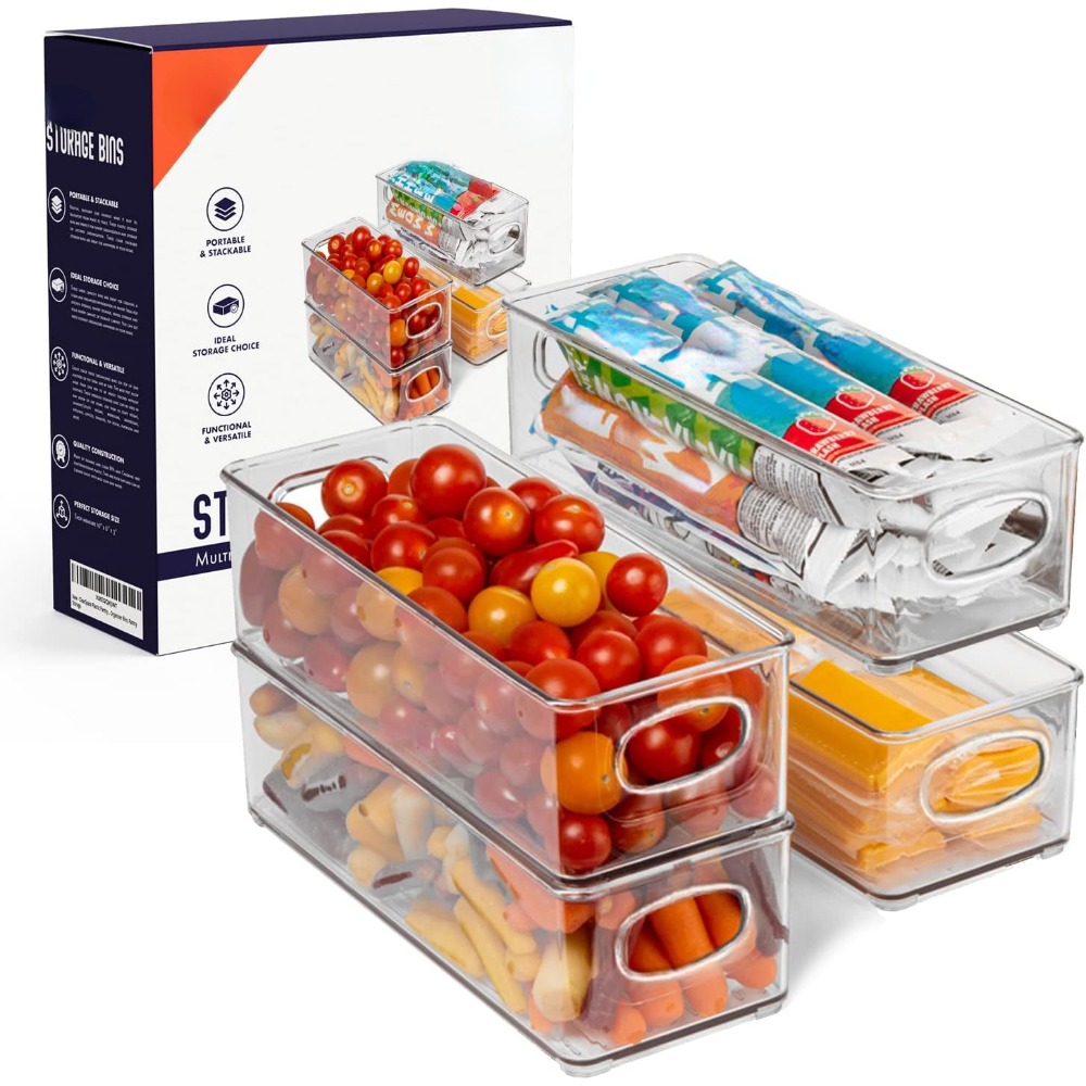 1pc Plastic Fridge Organizer Bins Food Safe for Snack Fruit Vegetable Beverage