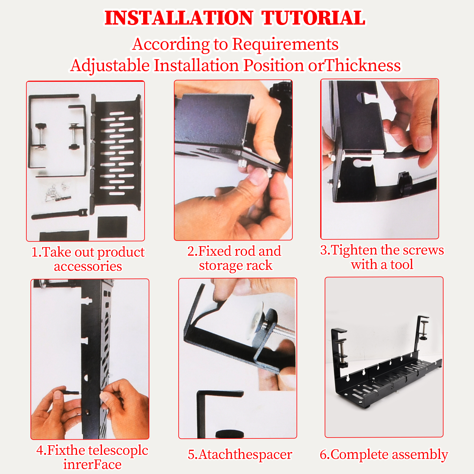 Drill free Desk Cable Management Tray Cable Racks Desk Cable - Temu