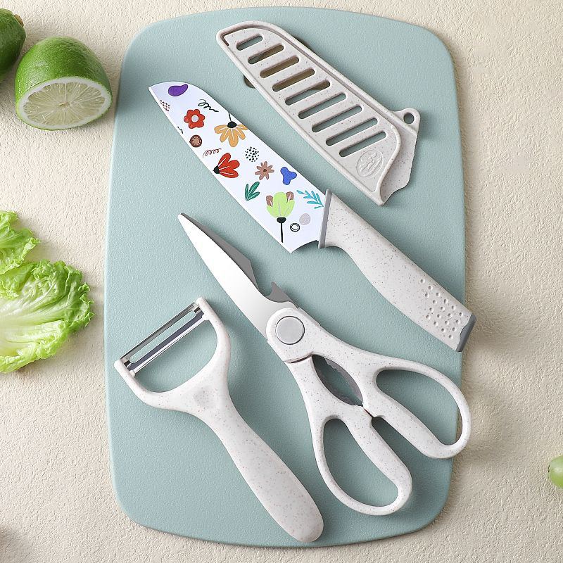 Stainless Steel Knife Set with Cutting Board Peeler & Sheers