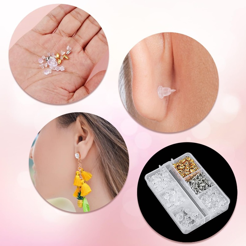 600pcs Silicone Earring Backs For Studs, 6 Styles Soft Earrings Back  Backstops Stoppers Earring Safety Pin Backs Earring Backs Replacements For  DIY Ea