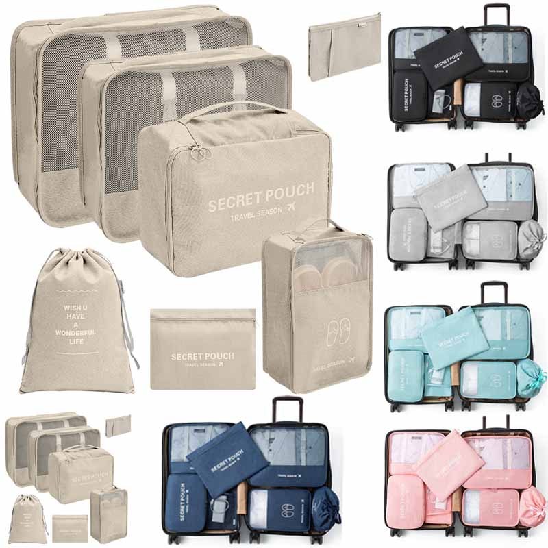 8Pcs/Set Travel Luggage Packing Organizers Set With Toiletry Bag, Clothing  Classification Storage Bag