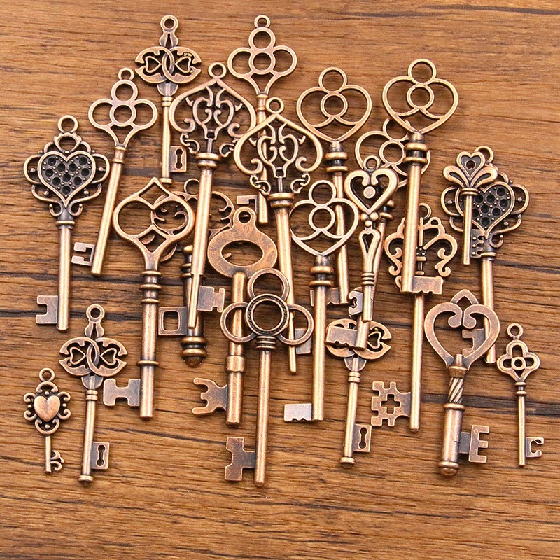 Mixed Key Charms Vintage Key Alloy Charms 6 Color Bracelets - Temu