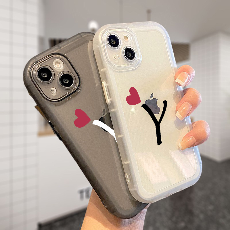 Heart & Letter Y Graphic Silicone Phone Case For Iphone 11 14 13