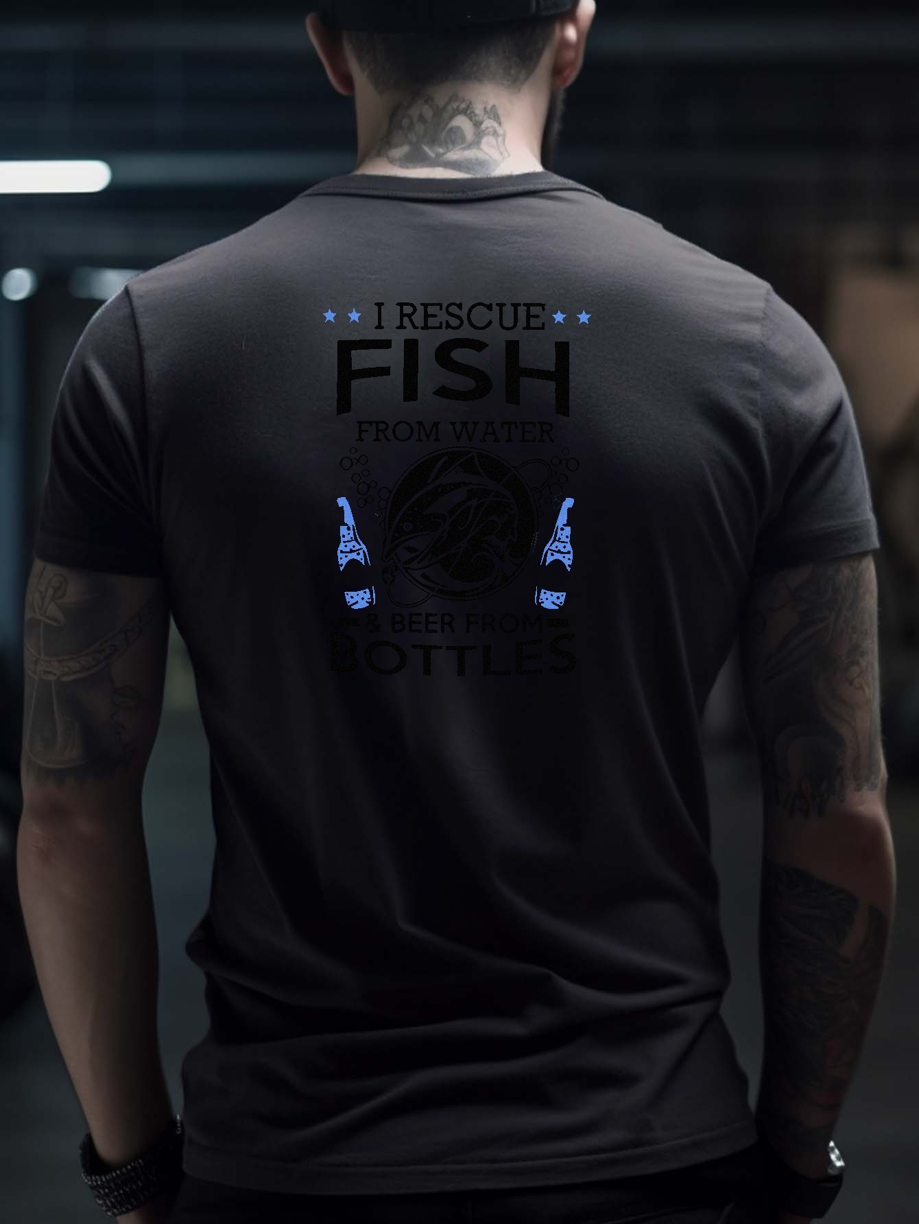 Funny Rescue Fish Pattern Print Men's Comfy Chic T shirt - Temu