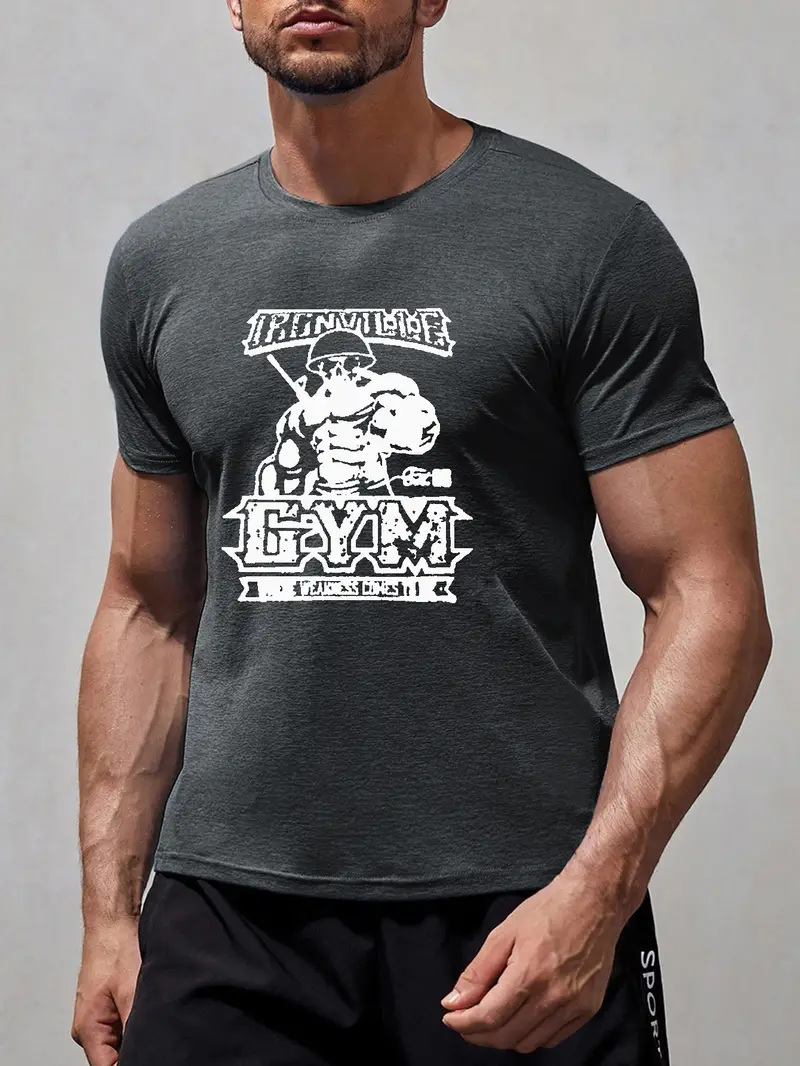 gym Patrón Impresión Camiseta Cómoda Elegante Hombres - Temu Chile