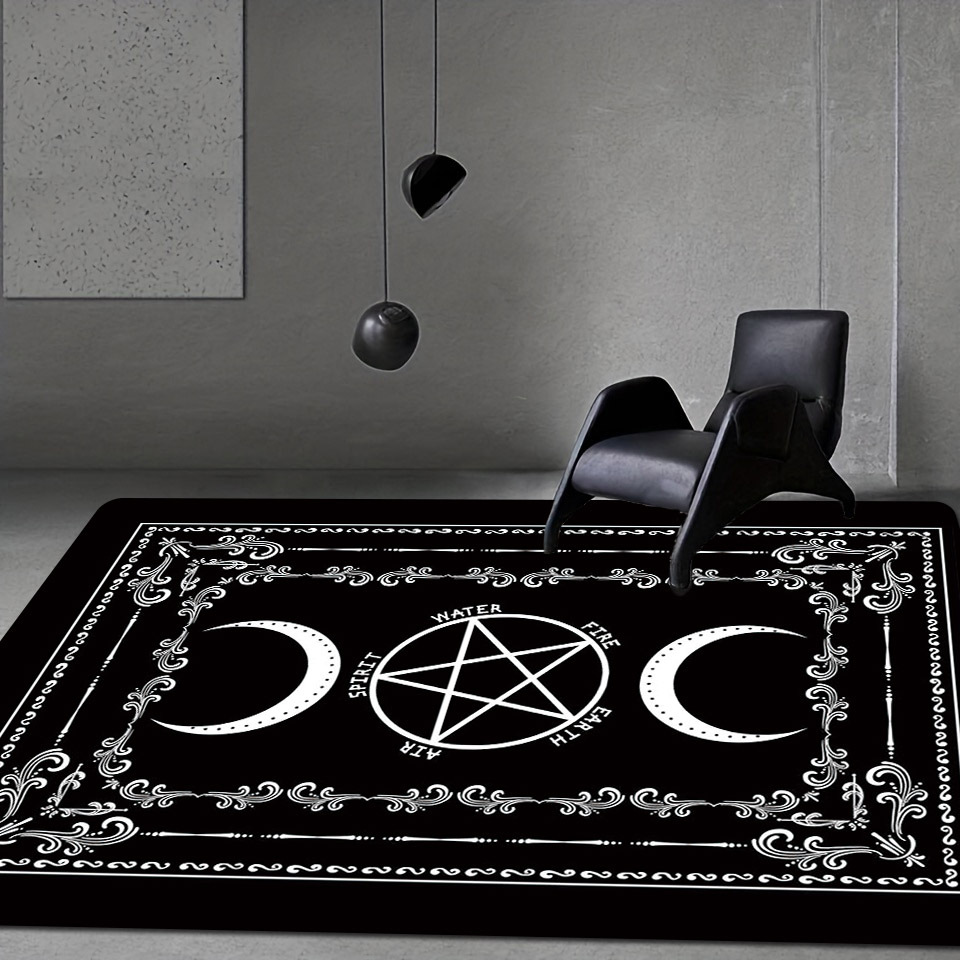 Satanic Elegance: Dark Pentagram Print Area Rug – Halloween Gothic Décor  for Your Home