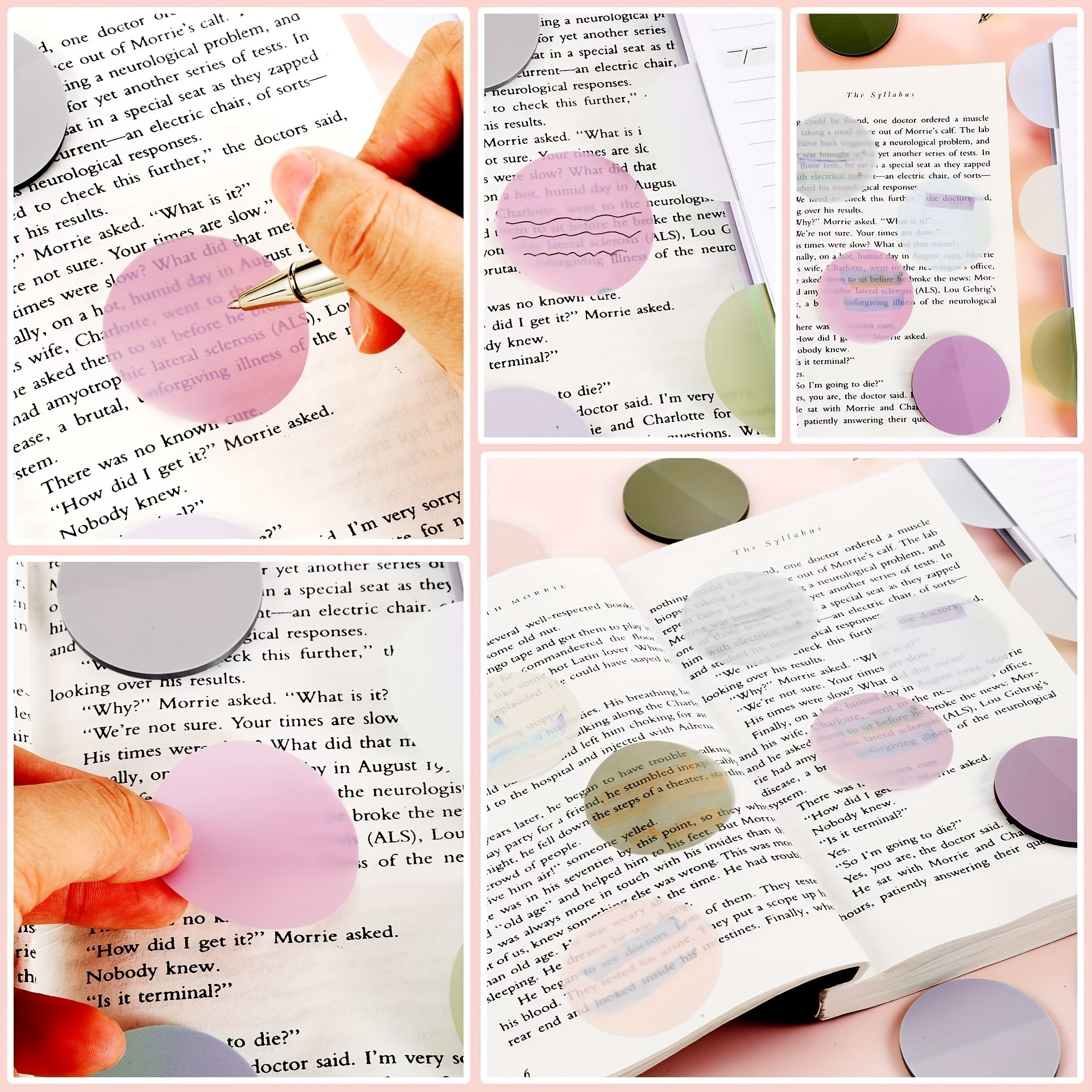 Transparent Sticky Notes Morandi Cute Round Clear Waterproof - Temu