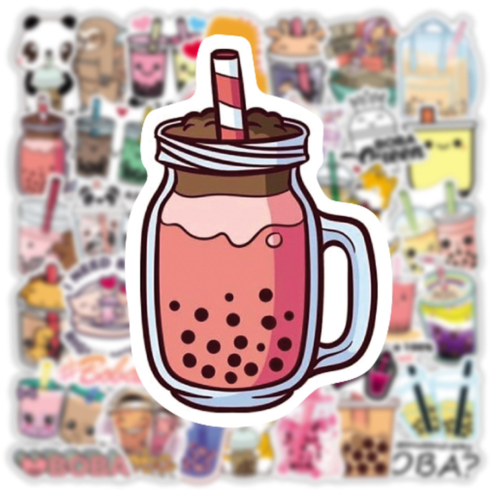 Cartoon Milk Tea Coffee Cute Graffiti Waterproof Stickers - Temu