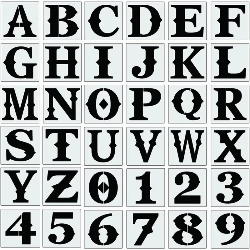 1 inch Alphabet Letter Stencils for Painting - 70 Pack Letter and Number Stencil Templates with Signs for Painting on Wood, Reusable Letters and