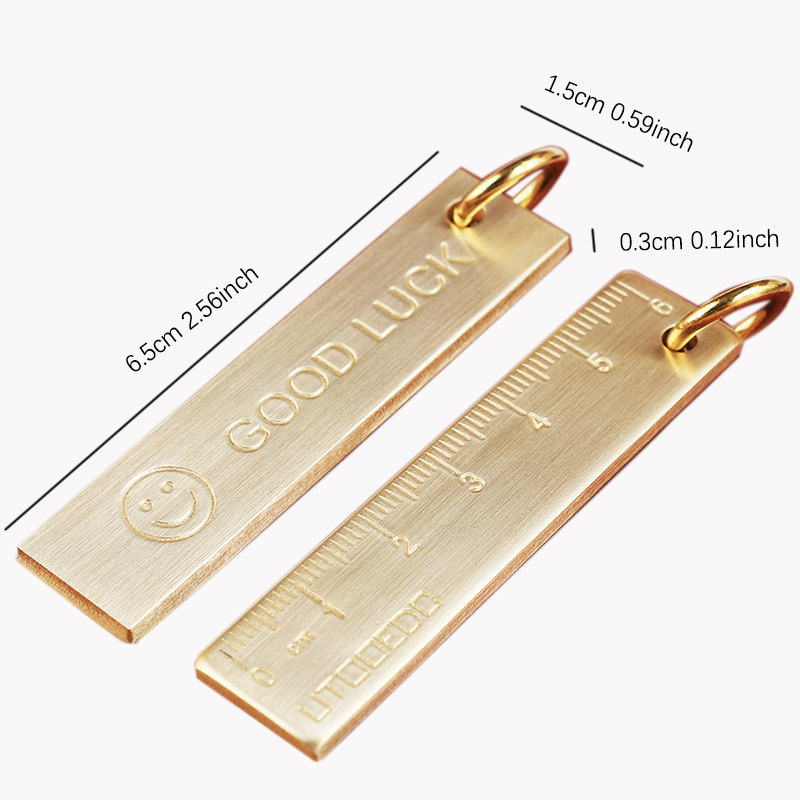 Small Copper Ruler Brass Metal Ruler Key Card Pendant - Temu