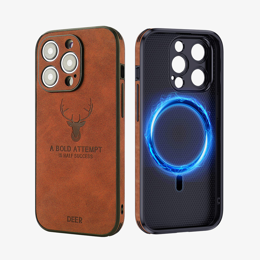 Luxury Leather Deer Hunter Cover For iPhone 14 Plus 13 12 Pro Max