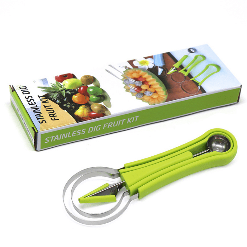 Outil à Découper Les Fruits, Ensemble 4 en 1 en acier inoxydable Cuillère  Boule de Fruits Outil à Découper les Fruits Éplucheur pour décoration de  fruits Cuisine Magasin de fruits : 