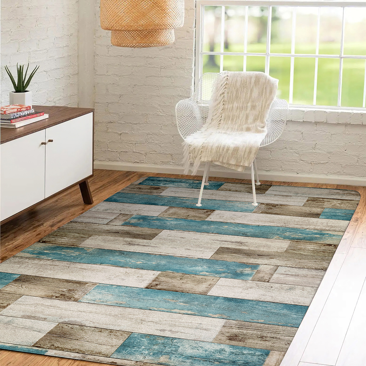 TEMU 1pc Wood Pattern Printing Rug, Soft Floor Mat For Living Room, Kitchen Non-slip Washable Carpet, Home Bedroom Bedside Rug, Corridor Decorative