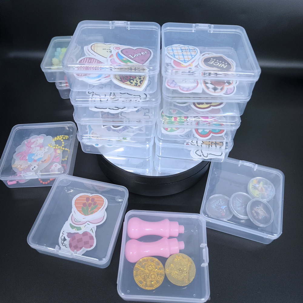 1set Mini Clear Storage Box, Scrapbook Sticker Transparent Storage  Container, Desktop Storage Boxes, Card Storage Box, Plastic Box With Hinged  Lid For