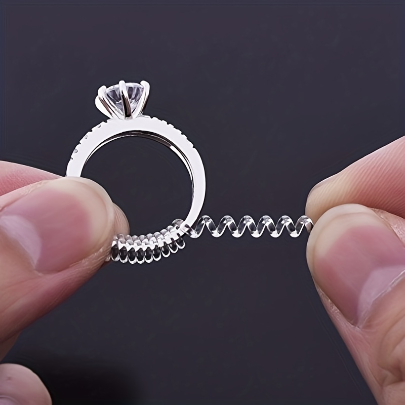 

1pc Ring Size Adjuster Spiral Tightener Transparent Ring Resizer: Perfectly Fit Loose Rings With Polishing Cloth & Invisible Clip!