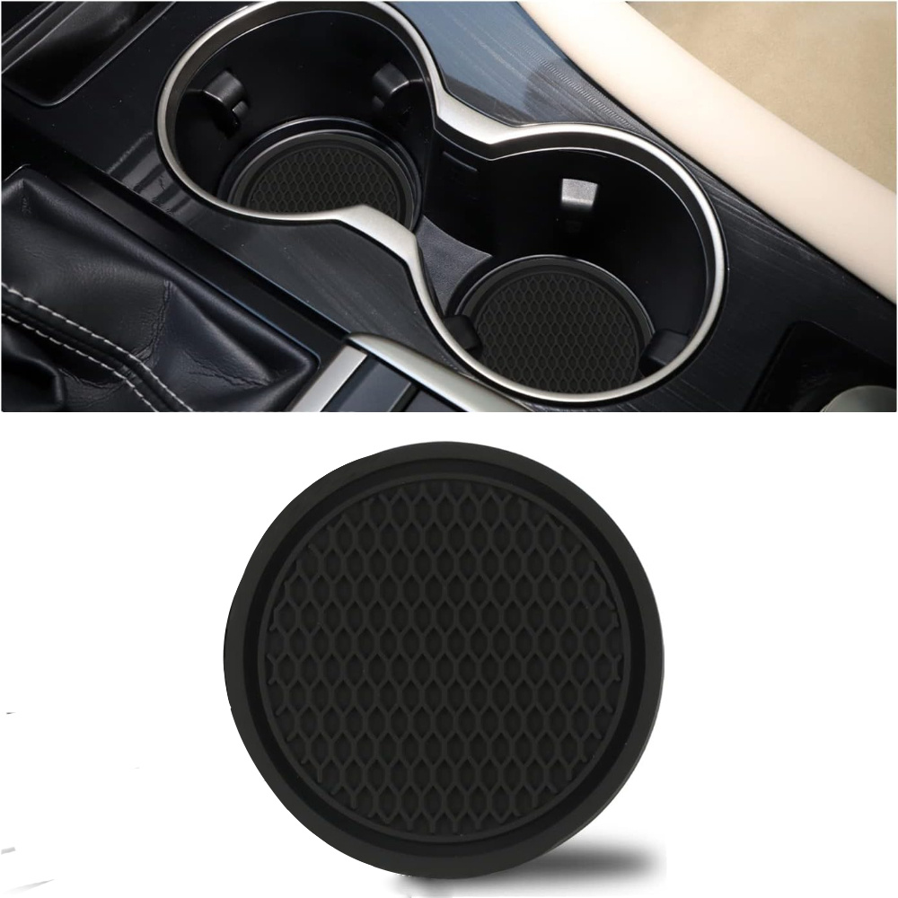  Car Cup Coaster-4PCS Non-Slip Car Drink Holder Coasters  Embedded 2.75inch car Interior Accessories for Women and Men-Black :  Automotive