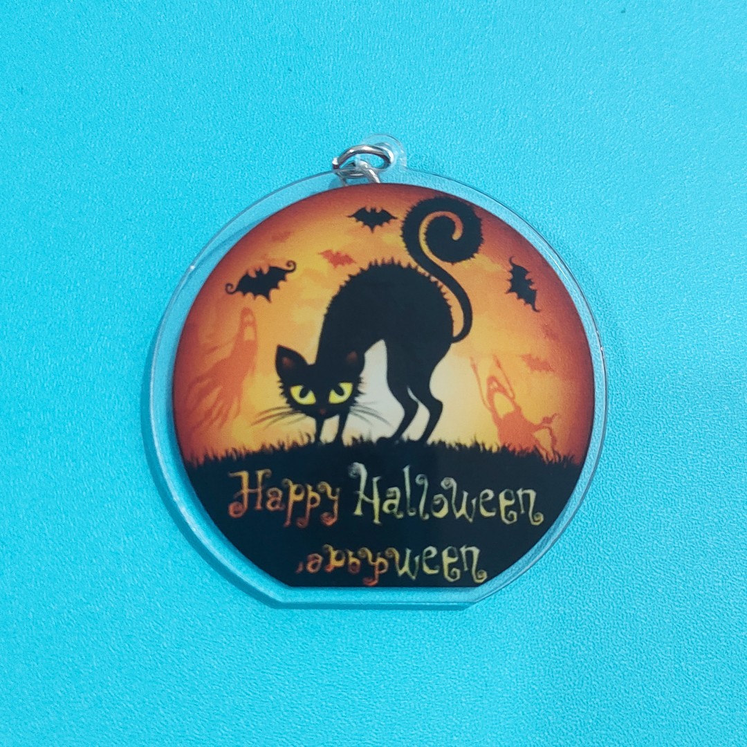 Cat Ghost Bag Charm Keychain 