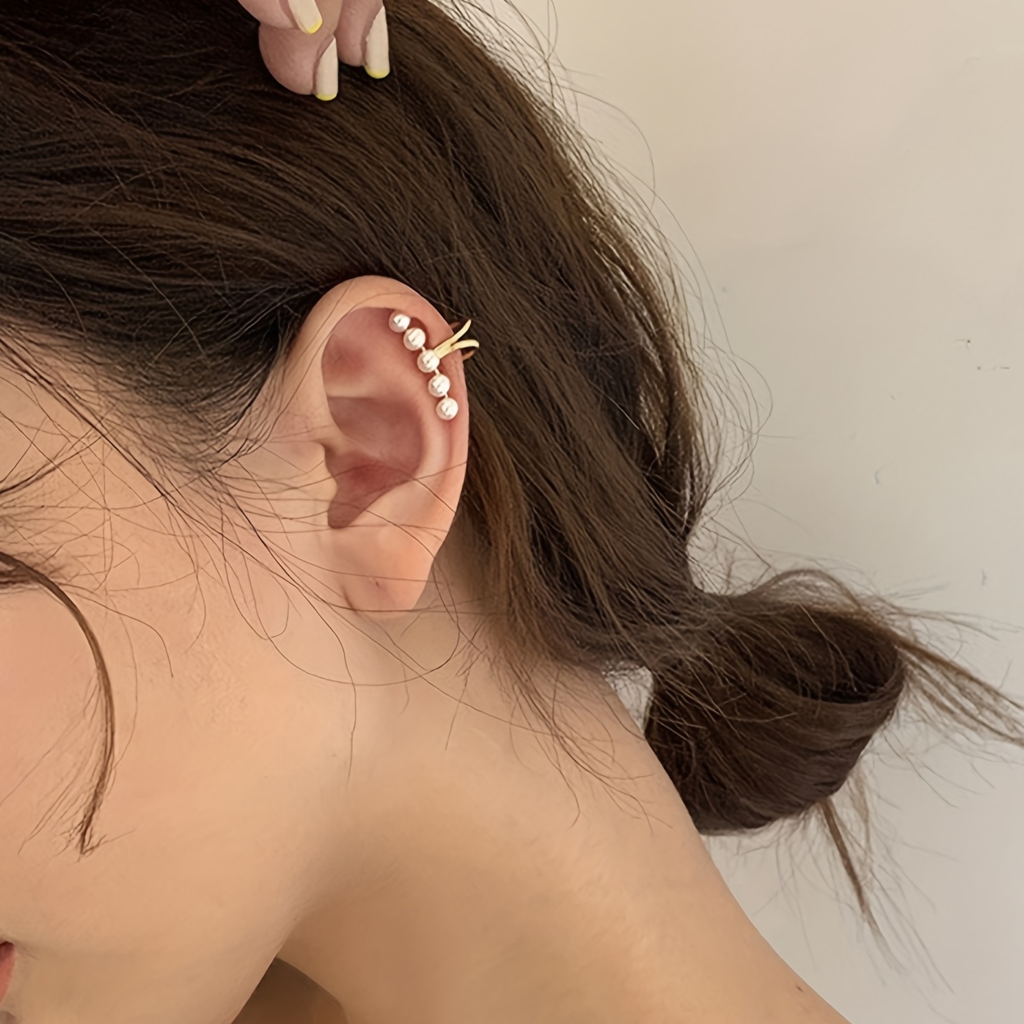 1Pc Bow Pendant Stud Earrings with Ear Cuff Trendy Women Fashion Earrings